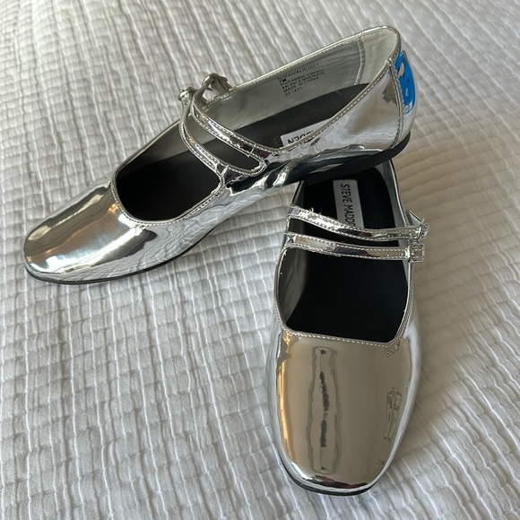 Silver Maryjane Ballet Flats - Picture 2 of 5